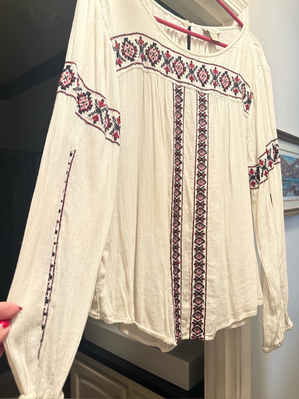 LUCKY BRAND GUAZY EMBROIDERED PULLOVER  XL
